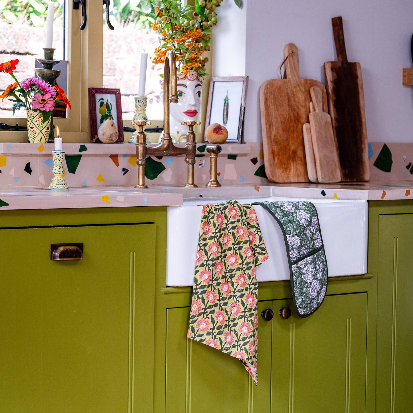 Constance & Denny - PRESSED PETALS AMBER tea towel