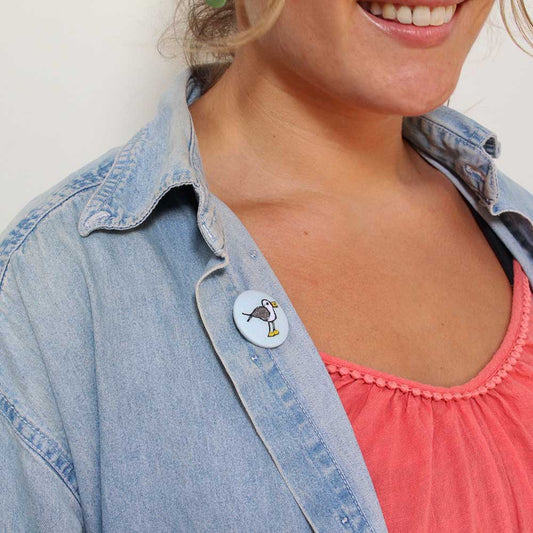 Cheeky seagull - pretty brooch - by Poppy Treffry
