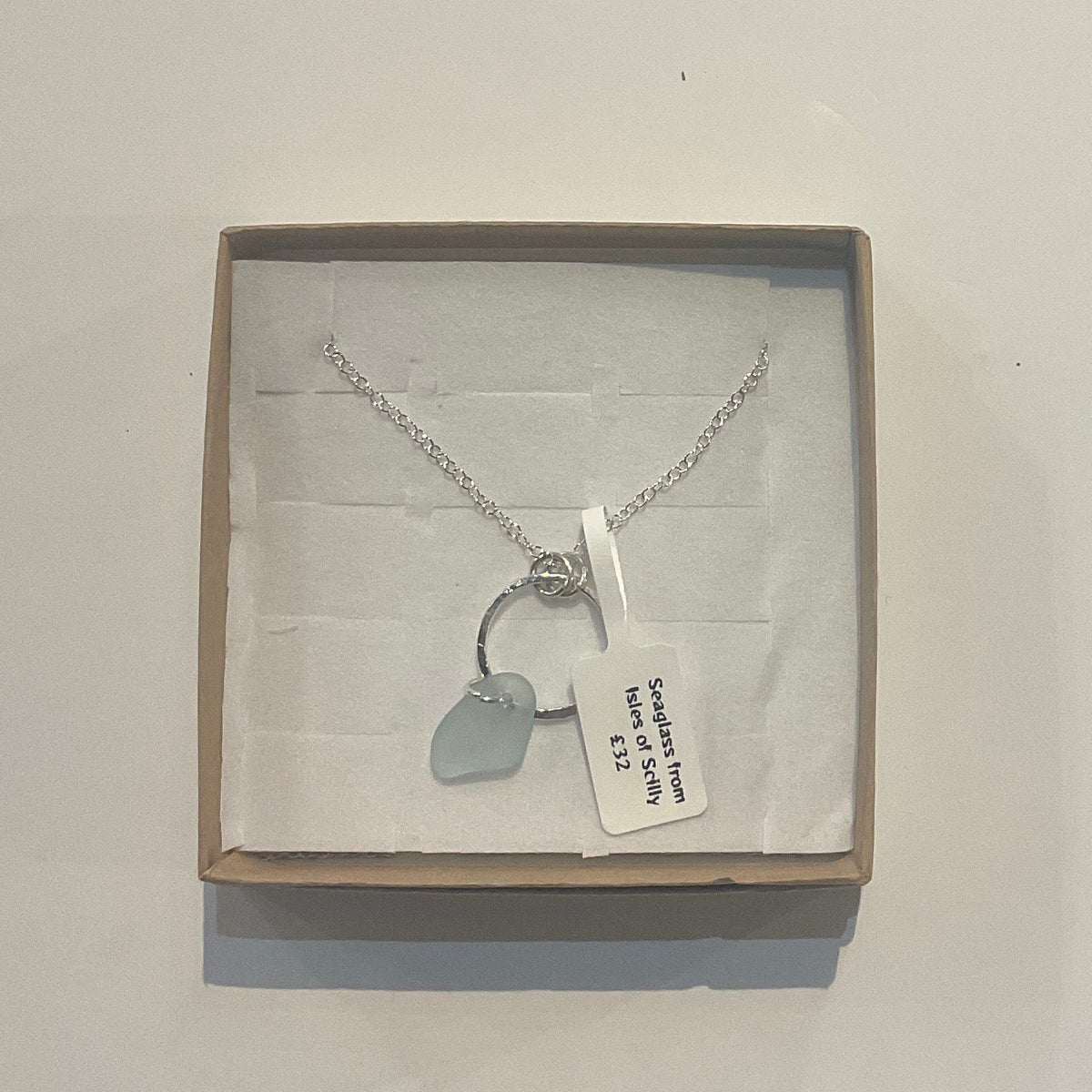 Pendant - Hoop & Soft Blue seaglass (Isles of Scilly) by Severina Seaglass