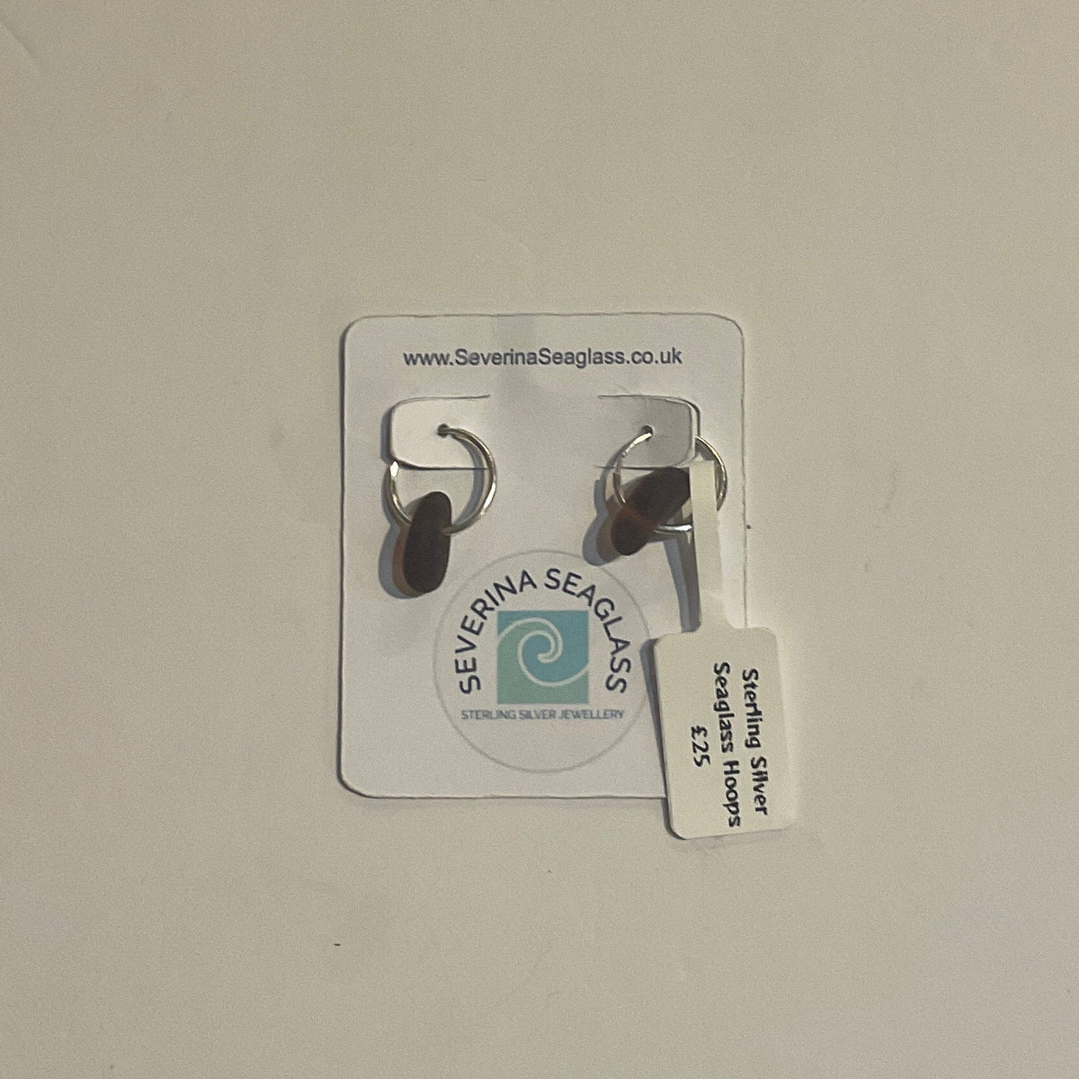 Silver seaglass hoops (Small - Brown)