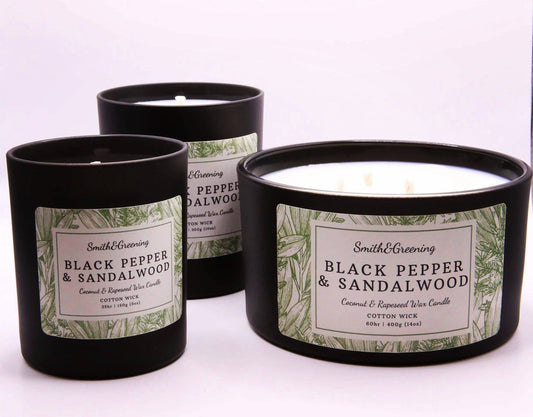 Black Pepper & Sandalwood Candle: Small - by Smith & Greening