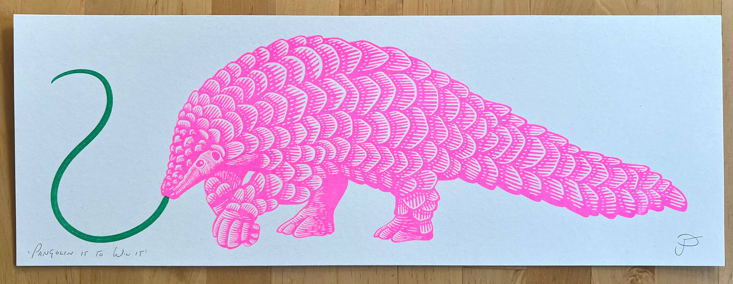 'Pangolin It To Win It' - Riso Print - by Strangford