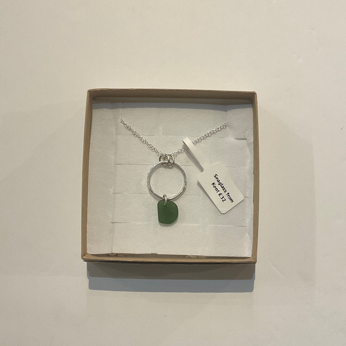 Pendant - Hoop & Bottle Green seaglass (Kent) by Severina Seaglass