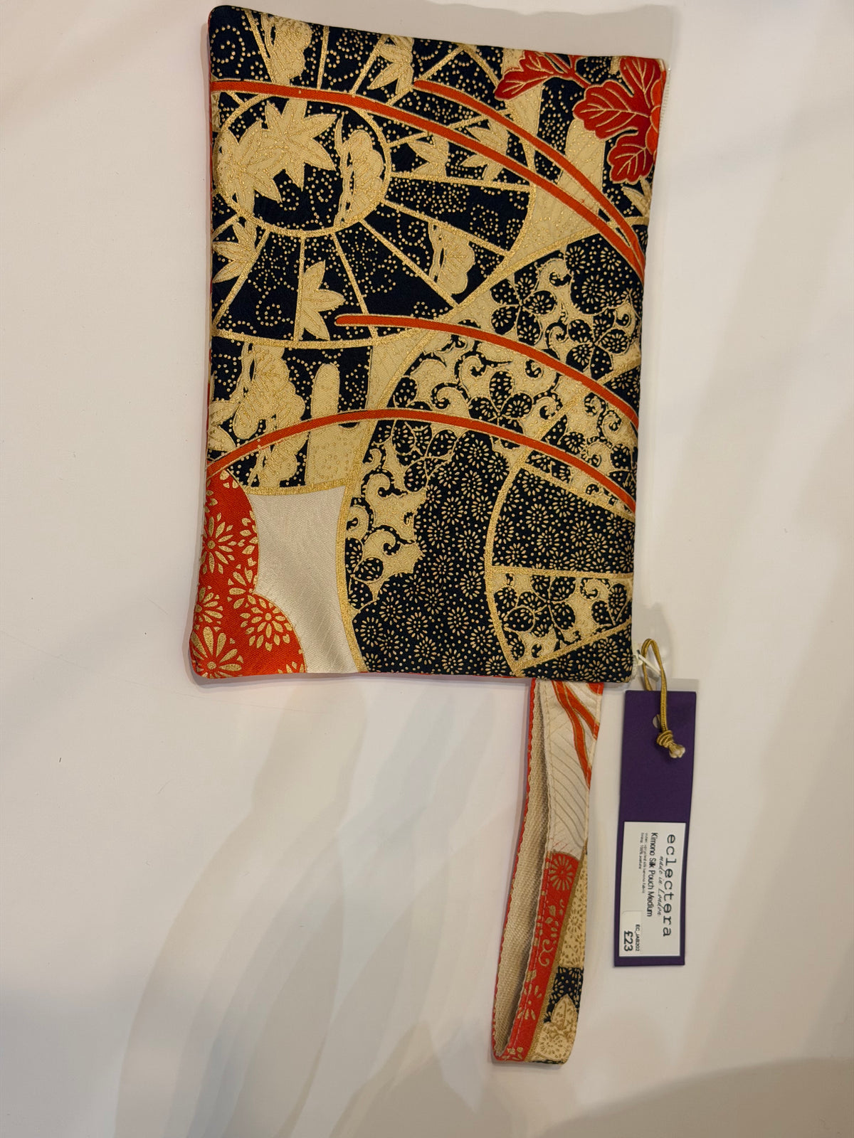 Kimono Silk Pouch Medium by Eclectera-Orange, gold