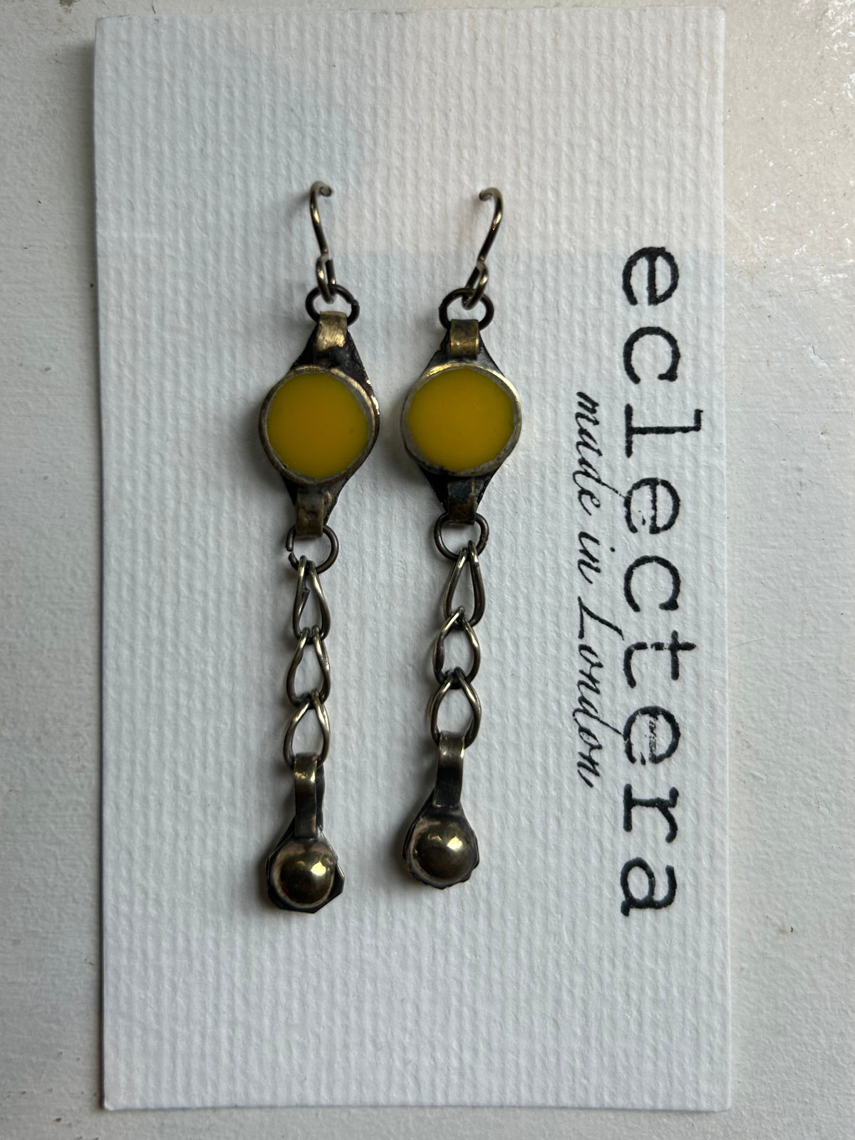 Afghan Earrings by eclectera -Yellow bead chain