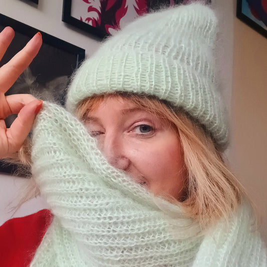 More Her Beanie Ribbed Mohair Silk - Pistachio by Szubi Crafts