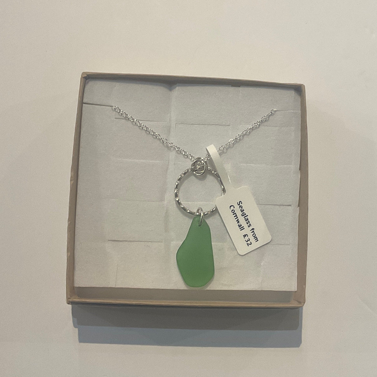 Pendant - Hoop & Bright Green seaglass (Cornwall) by Severina Seaglass