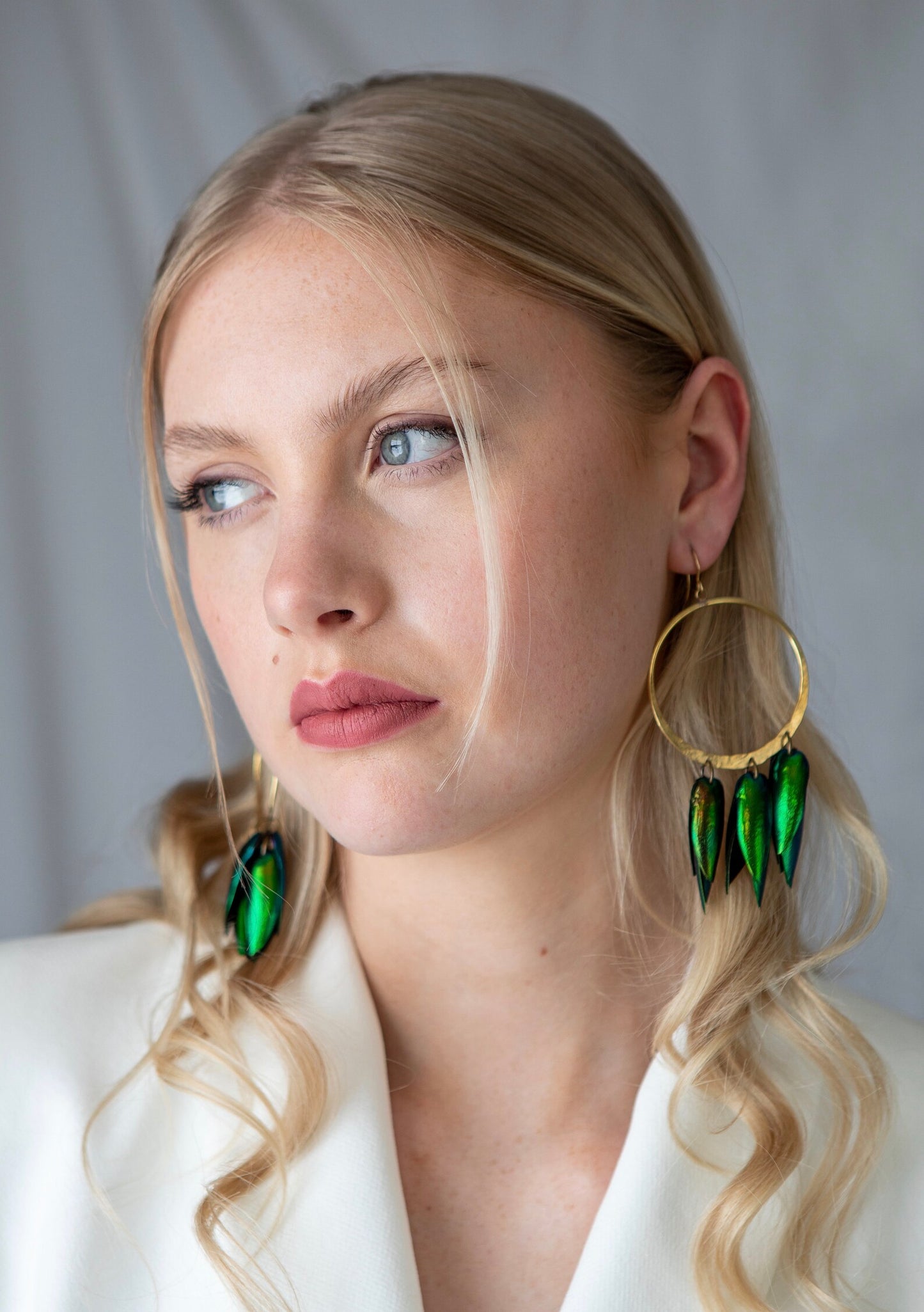 Beetle Shell Gold Hoop Earrings - by Palomita Jewellery