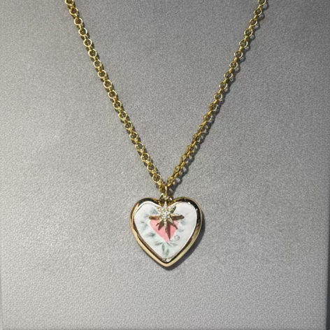 Floral Heart and Star Necklace by Pom Di Pom