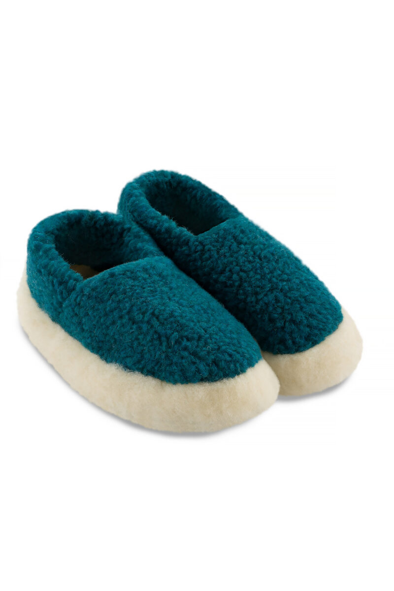 Turquoise slippers by SHEEP BY THE SEA 100% Natural Wool
