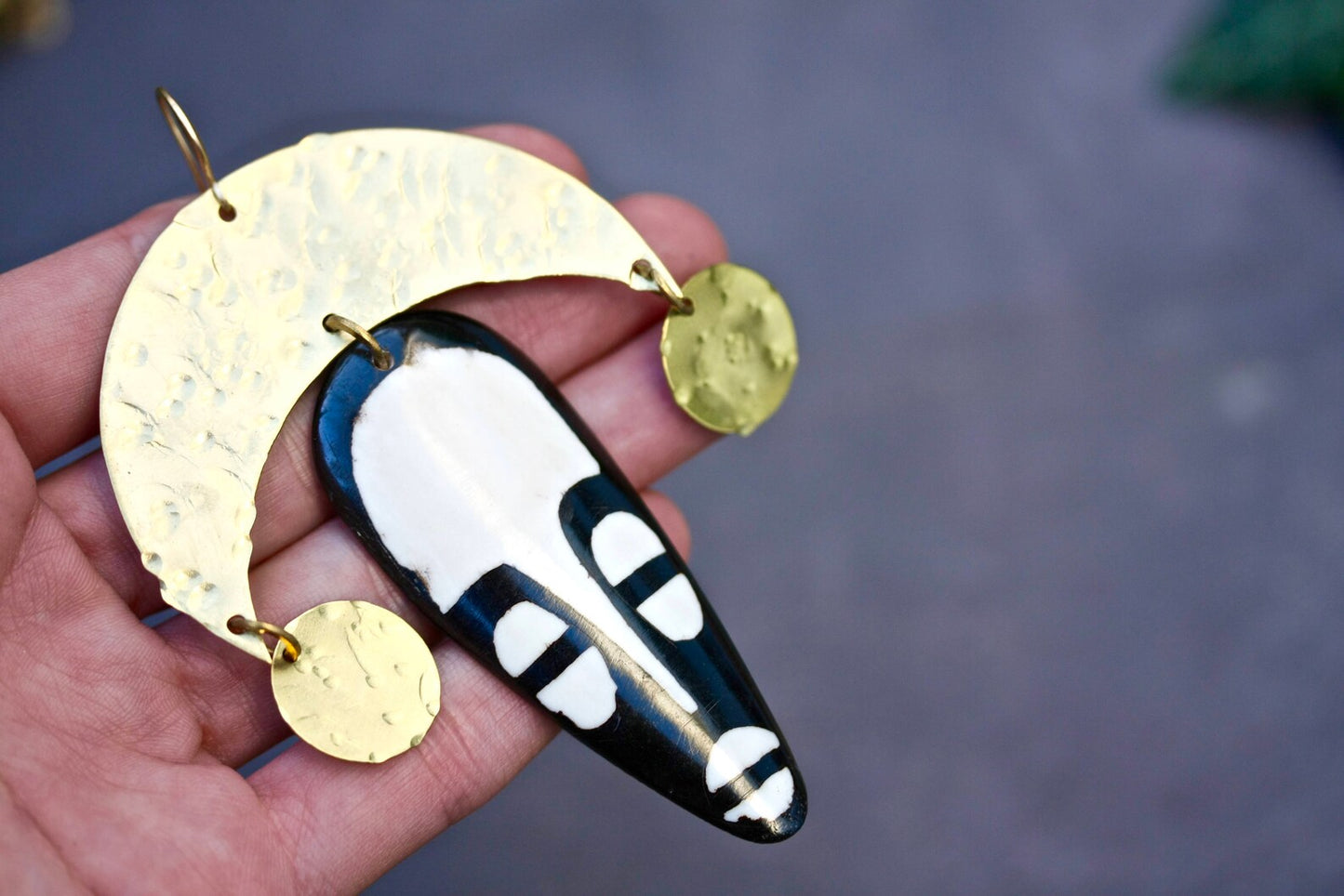 Bone Mask Statement Earrings - by Palomita Jewellery