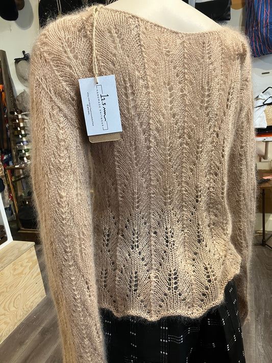 Soft Pink Oatmeal Handmade Open Knit Jumper by 12.5MM