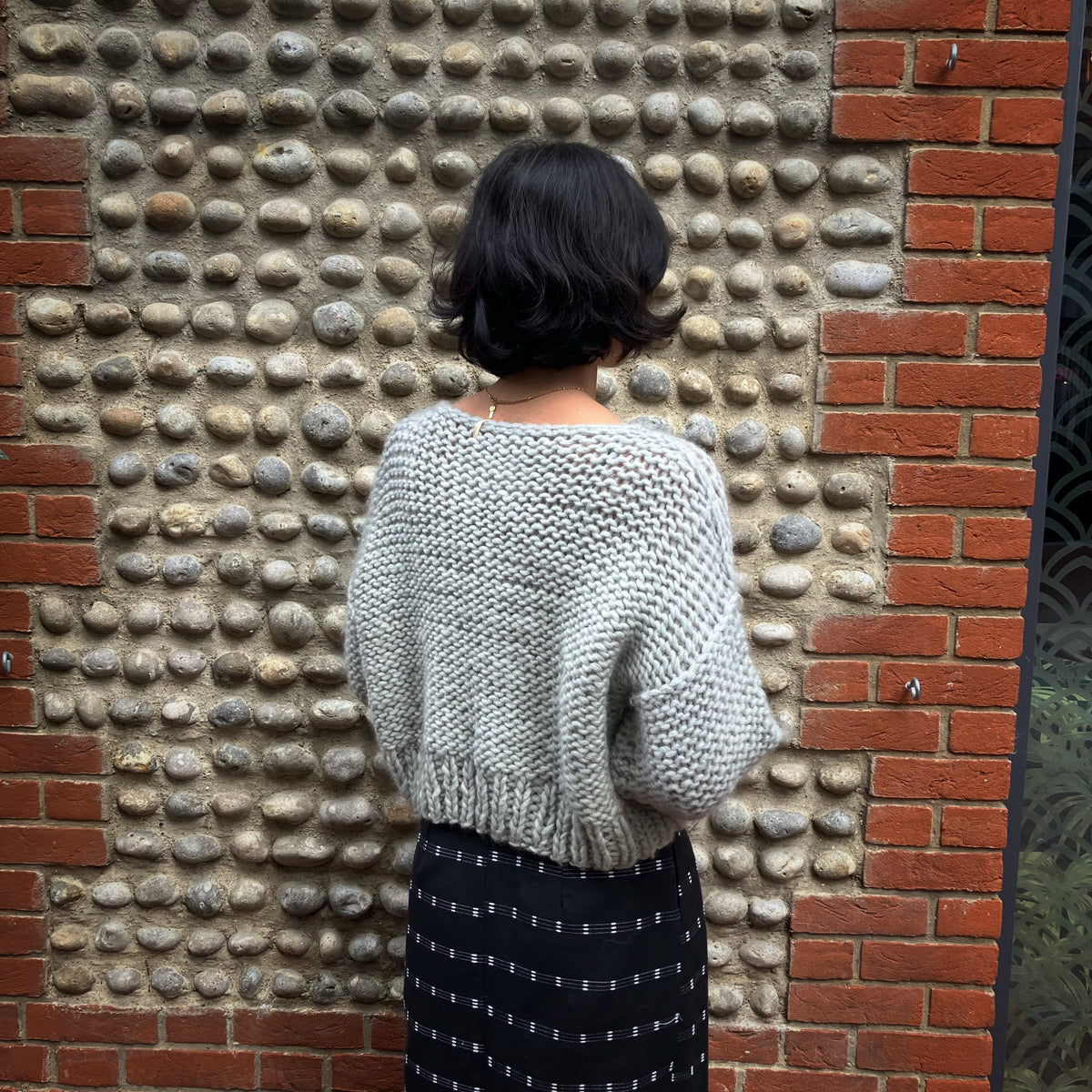 Chunky Wool Cable-Knit Jumper - Grey Marl