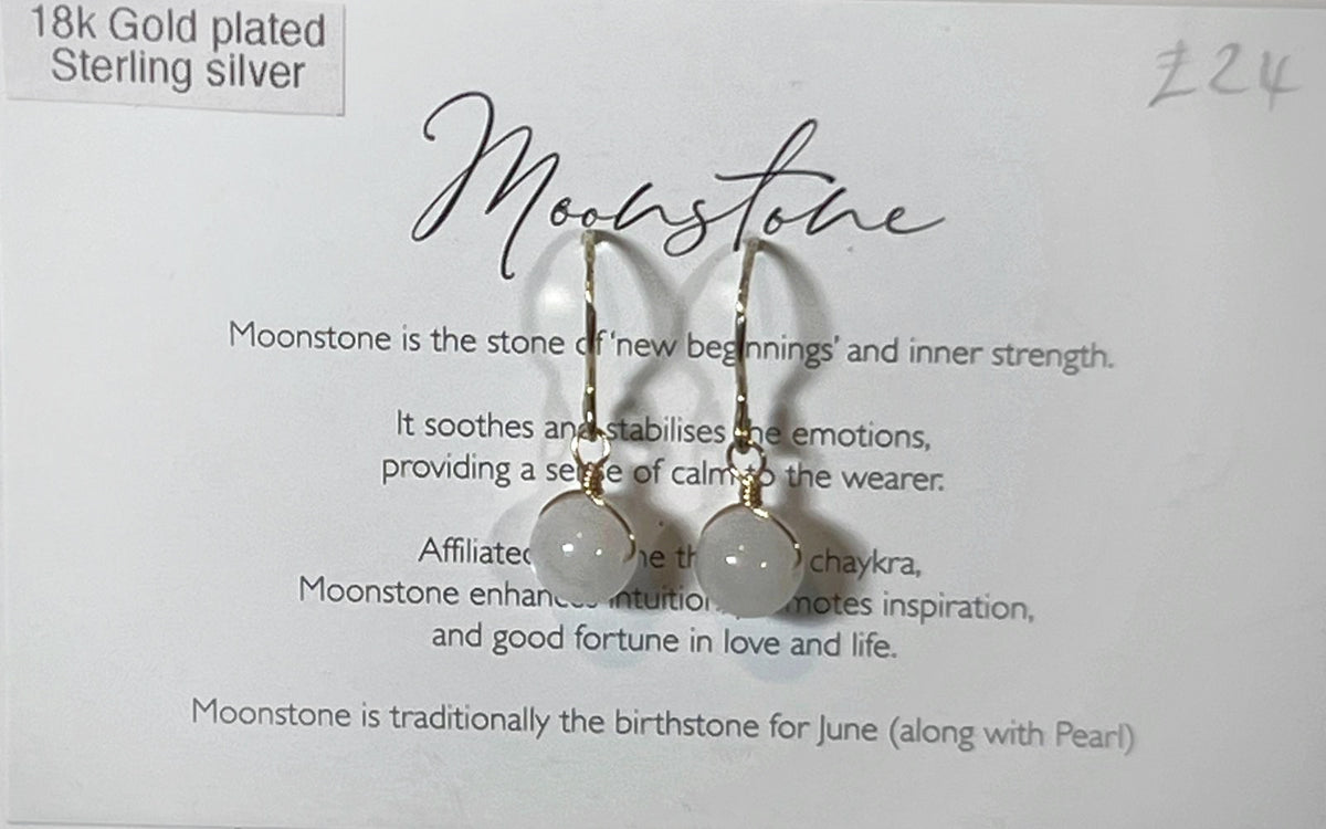 18k Gold-Plated Sterling Silver Moonstone Drop Earrings by Toba