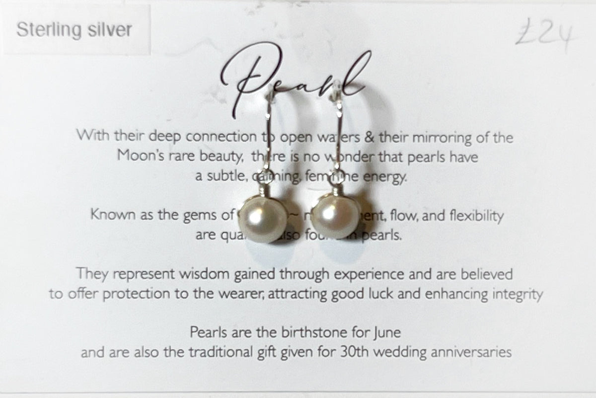 Sterling Silver Pearl Drop Earrings by Toba