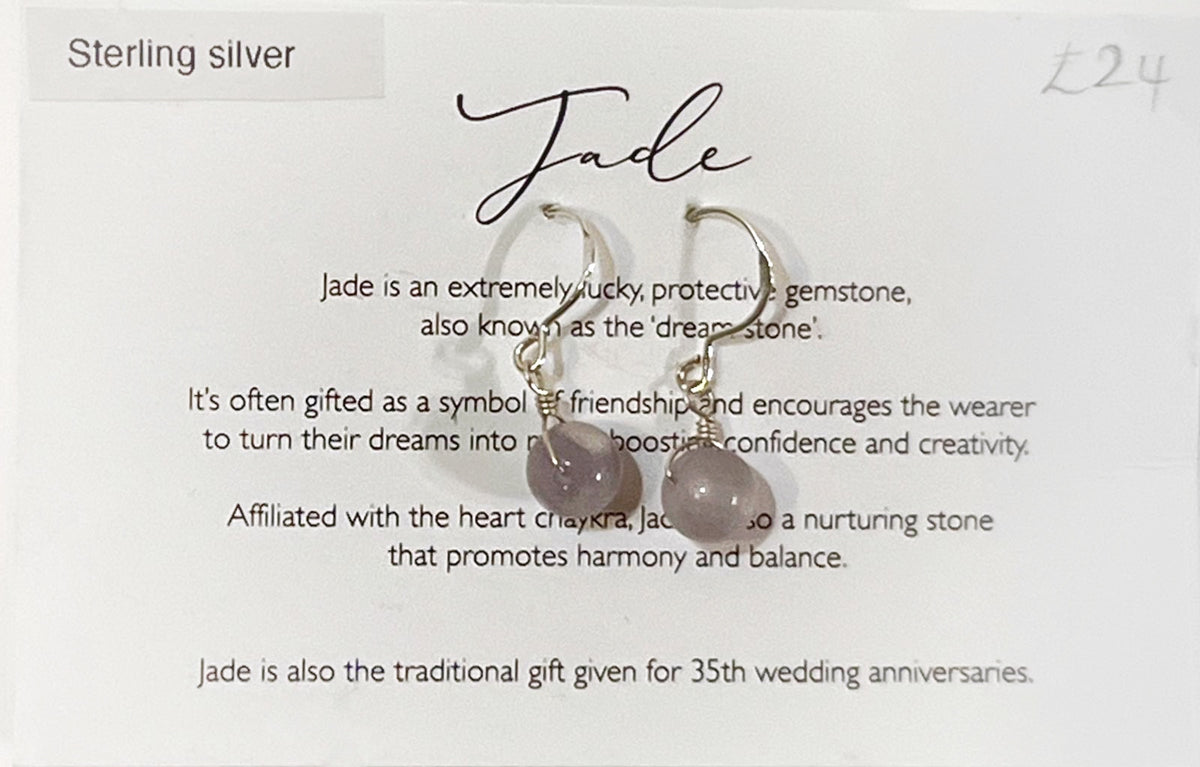 Sterling Silver Jade Drop Earrings by Toba