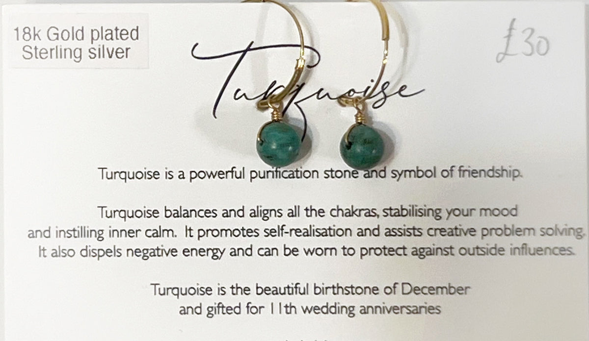 18k Gold-Plated Sterling Silver Turquoise Drop Earrings by Toba