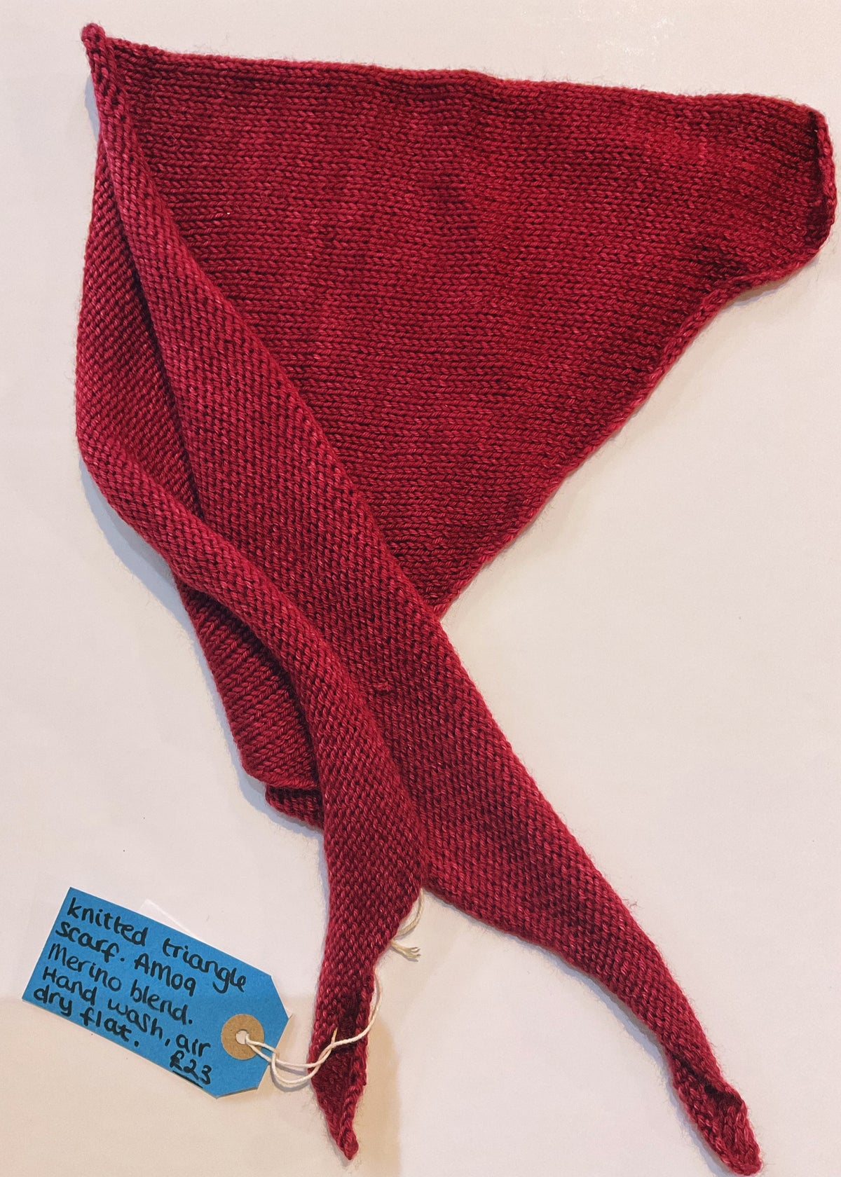 Knitted Triangle Scarf Burgundy Merino Blend by Anais Miller