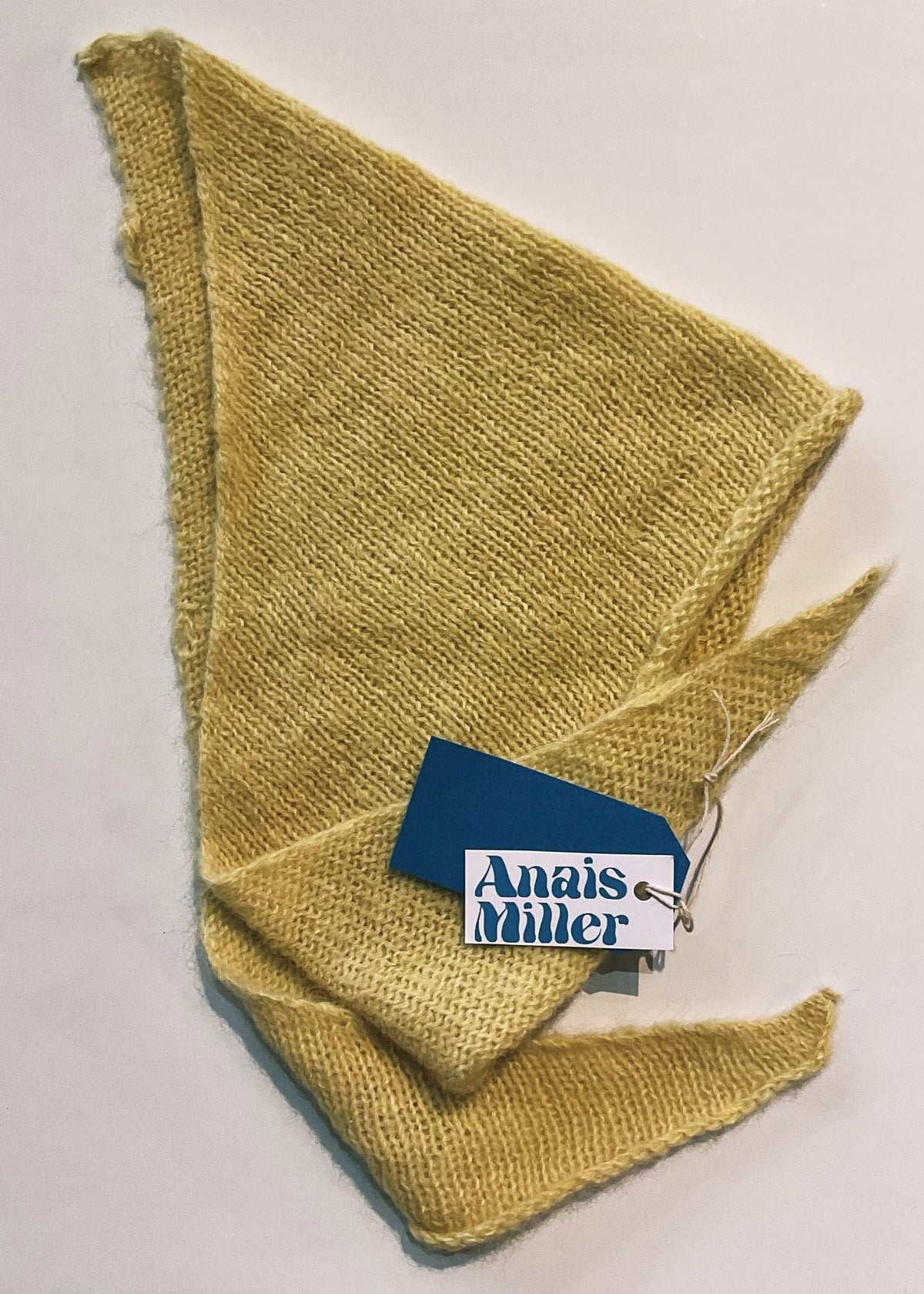 Knitted Triangle Scarf Yellow Merino Blend by Anais Miller