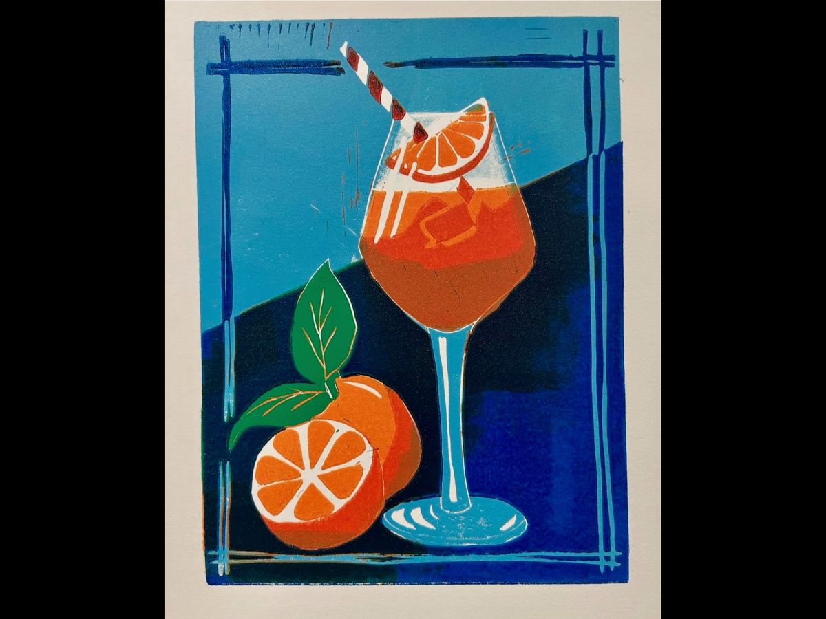 Betti Jordan Art - Original Lino Print: 'Spritz' by Betti Jordan Art