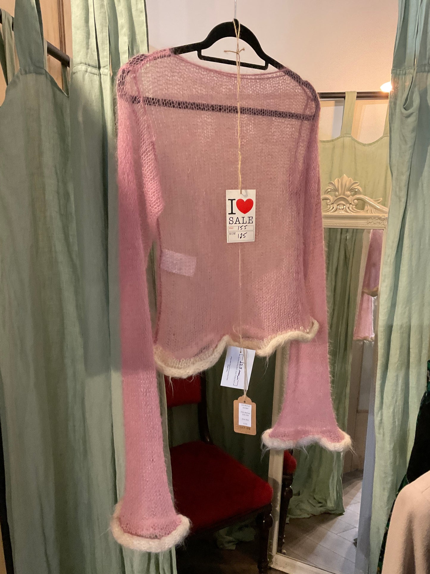 12.5mm Mohair and Silk Blend Jumper - Pink & Cream