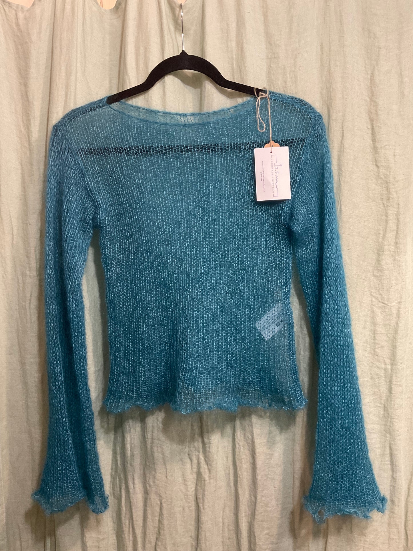 Teal Open Knit Mohair And Silk Jumper by 12.5MM