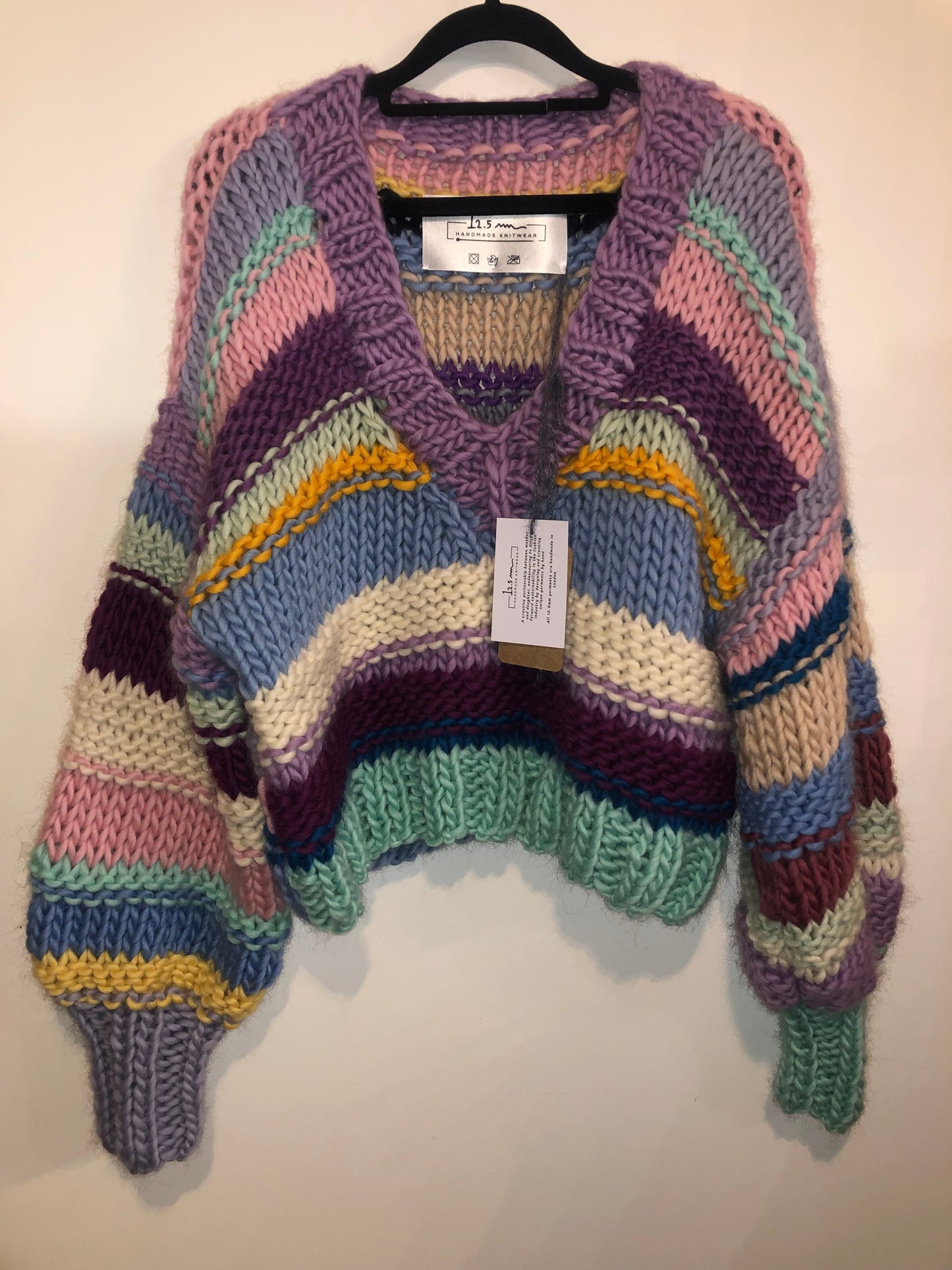 12.5mm Recycled Stripy V-Neck Jumper - Multi