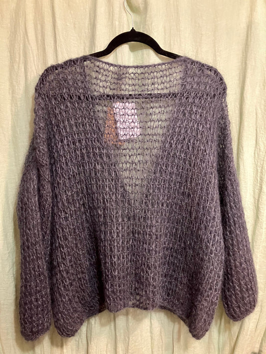 Handmade Mohair And Silk Cardigan In Charcoal Grey by 12.5MM