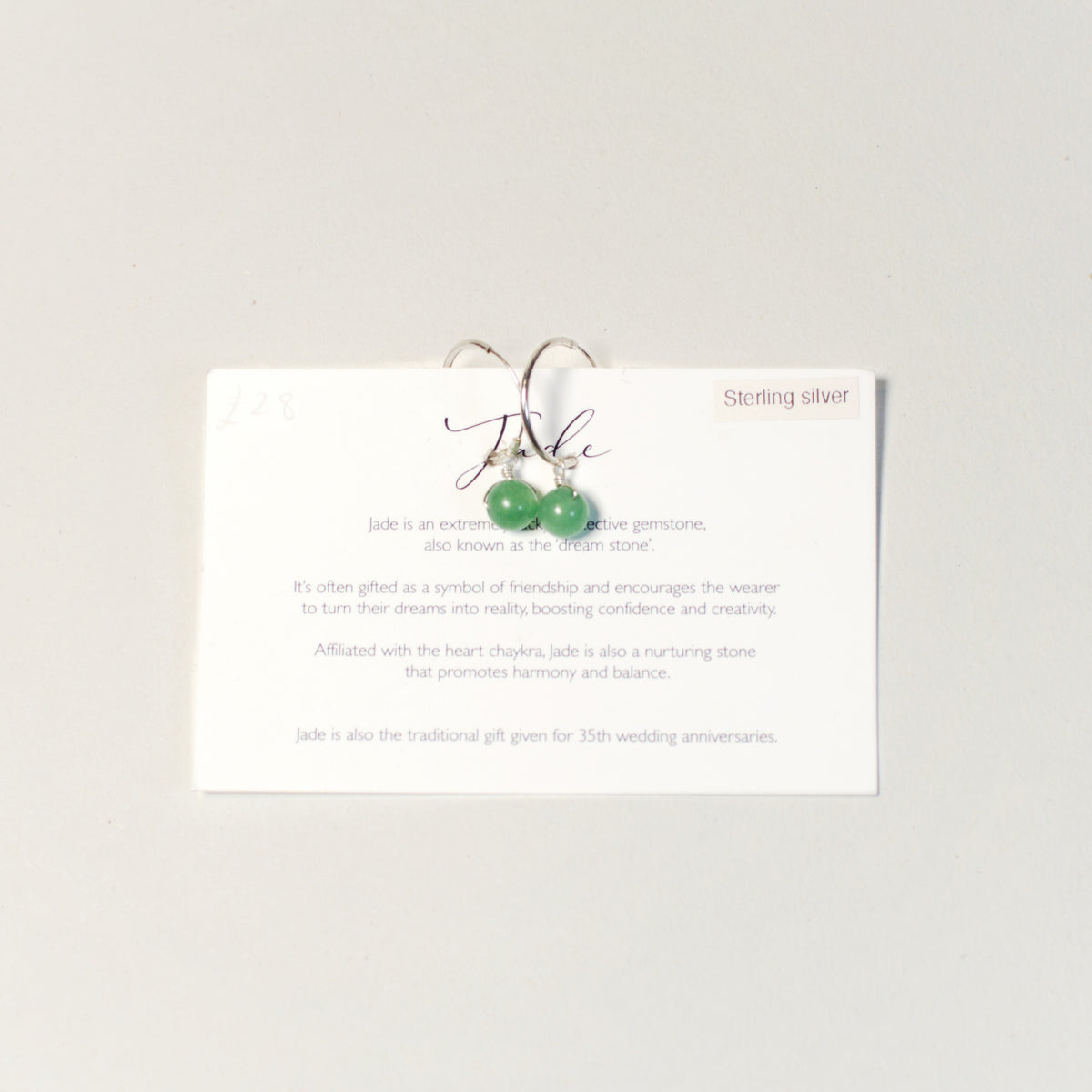 Green Jade Gemstone Hoop Earrings | Sterling Silver by Toba