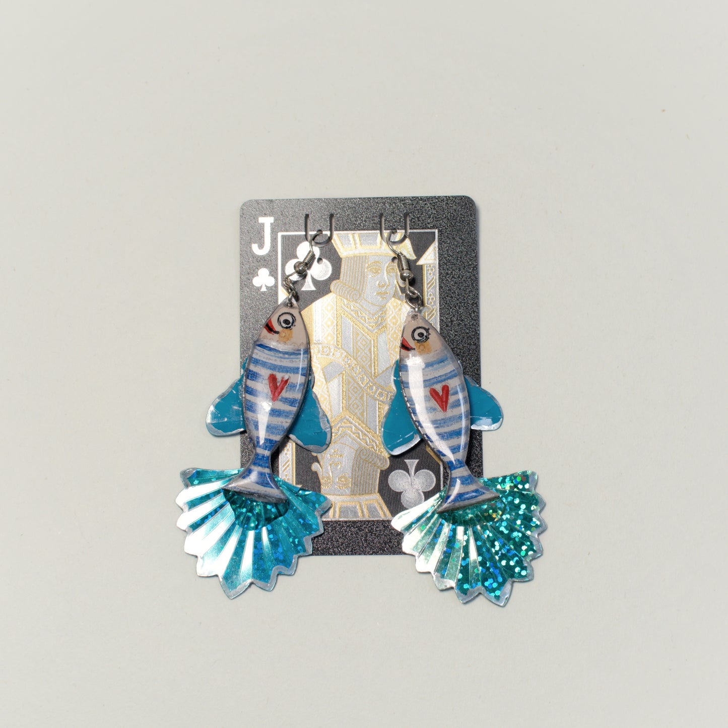 Striped Fish Blue Tail Earrings by Jan Cooper