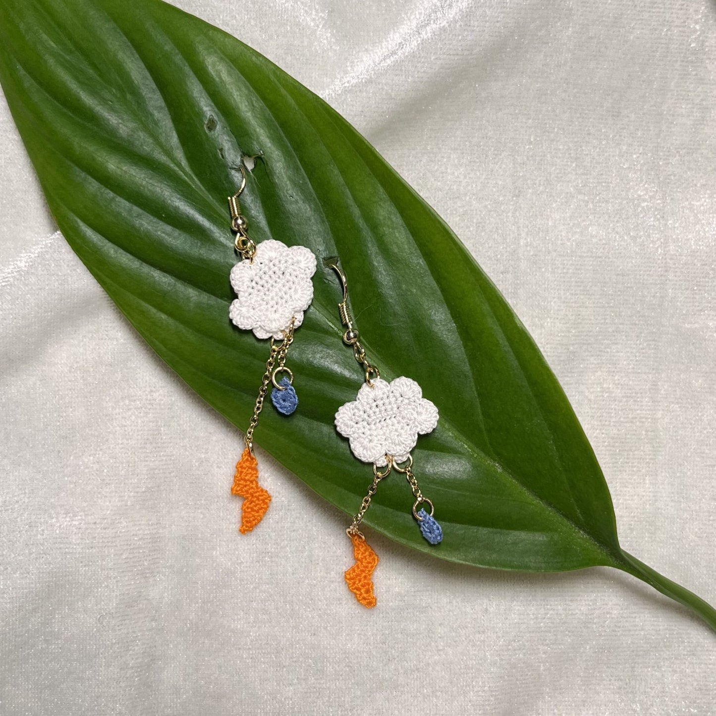 Rain Cloud Micro Crotchet earrings by Miss Peachy