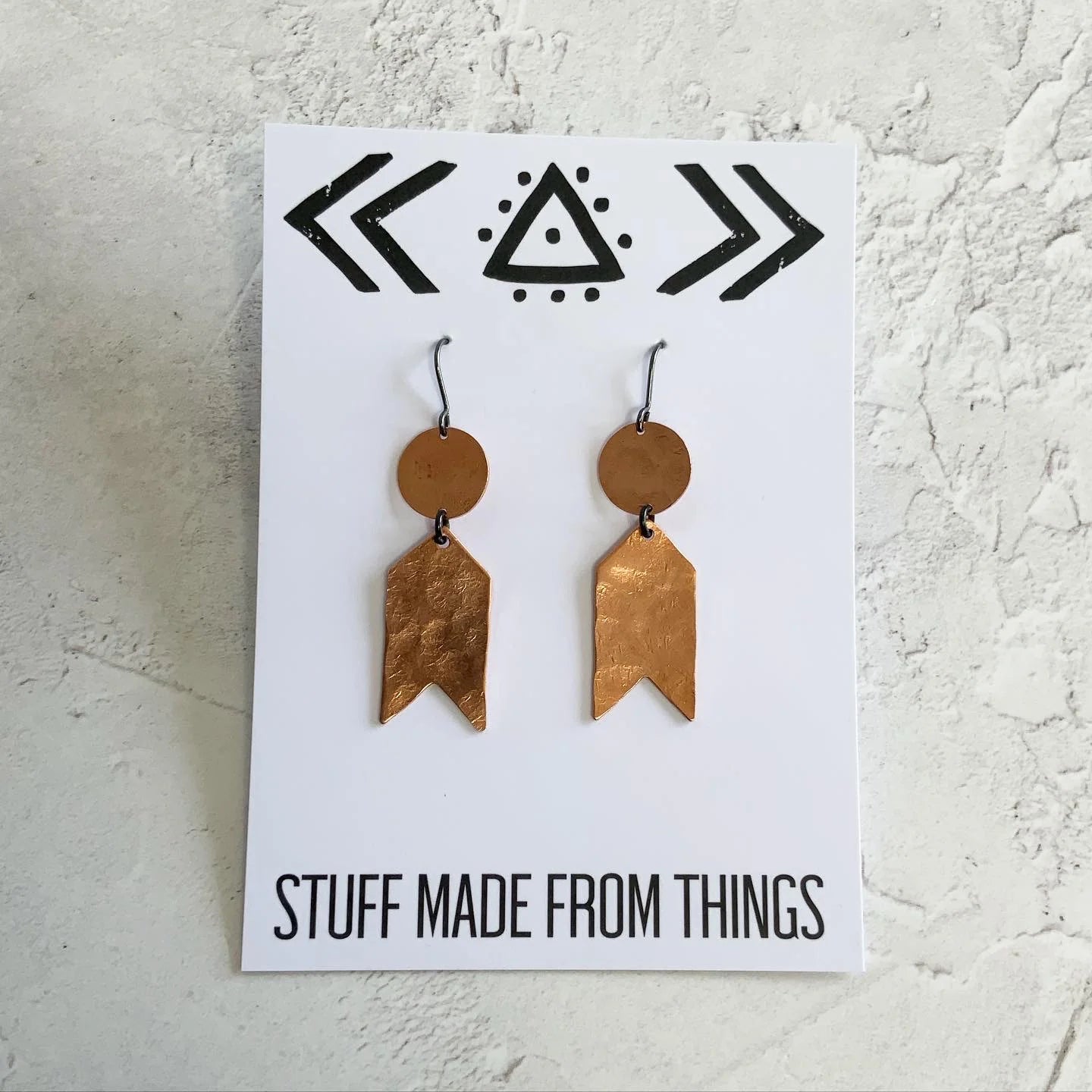 Raw Copper Chevron Earrimgs - by Stuff Made From Things