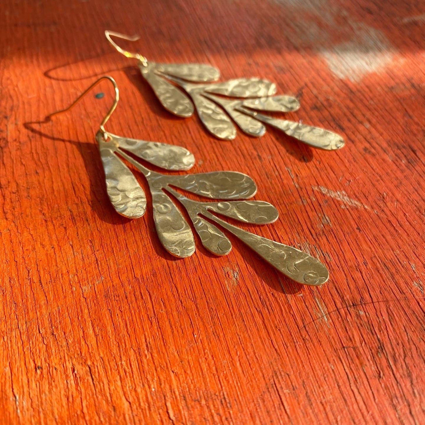 Seaweed Hammered Brass Earrings by Stuff Made from Things