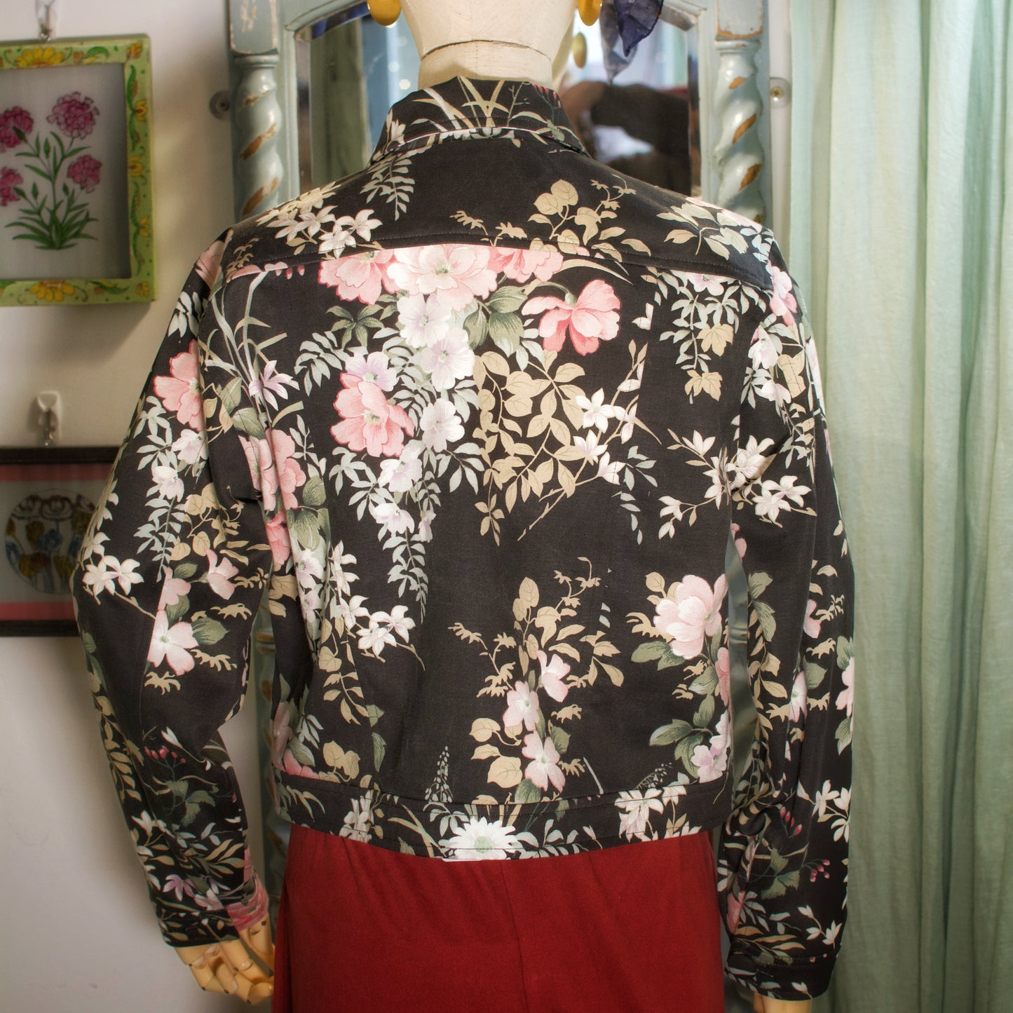 Ava Floral Cropped Jacket by Daffodil And Leek