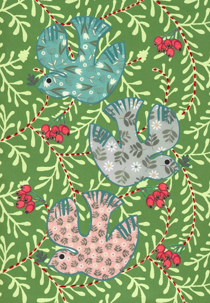 Three Doves Collage Print by The Spring House Crafts