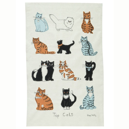 Top Cats Tea Towel - by Poppy Treffry