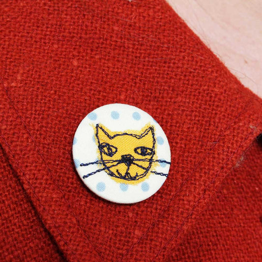 Pretty Happy Cat Brooch - by Poppy Treffry