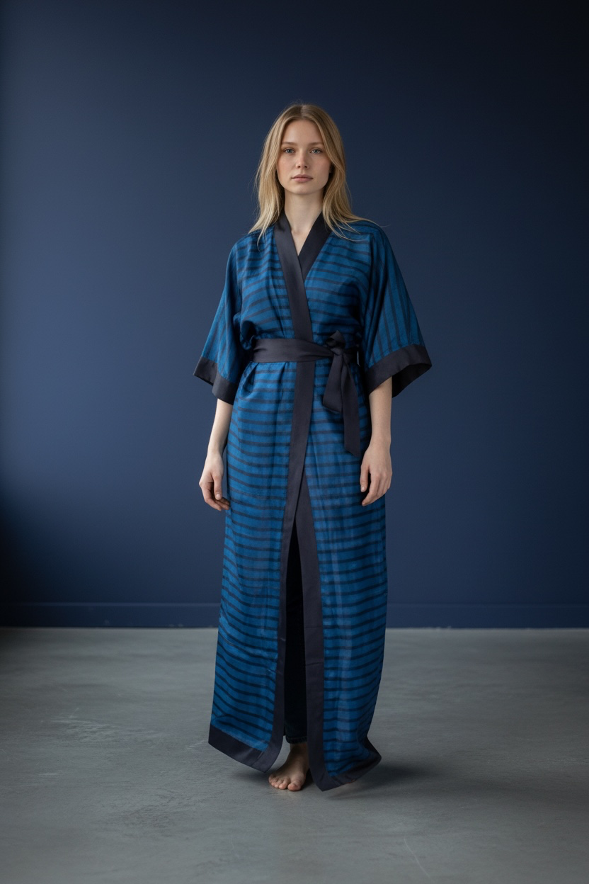 Reversible Adire & Denim Long Jacket - Joyinafrochic.