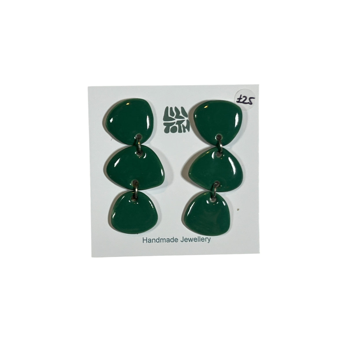 Green Ceramic Statement Drop Earrings by Lili Toth