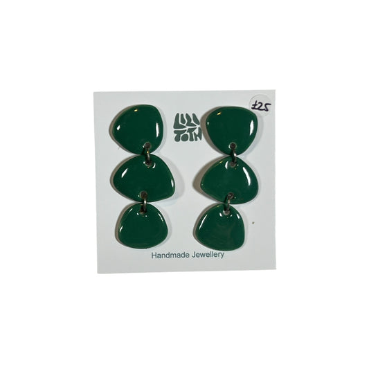 Green Ceramic Statement Drop Earrings by Lili Toth