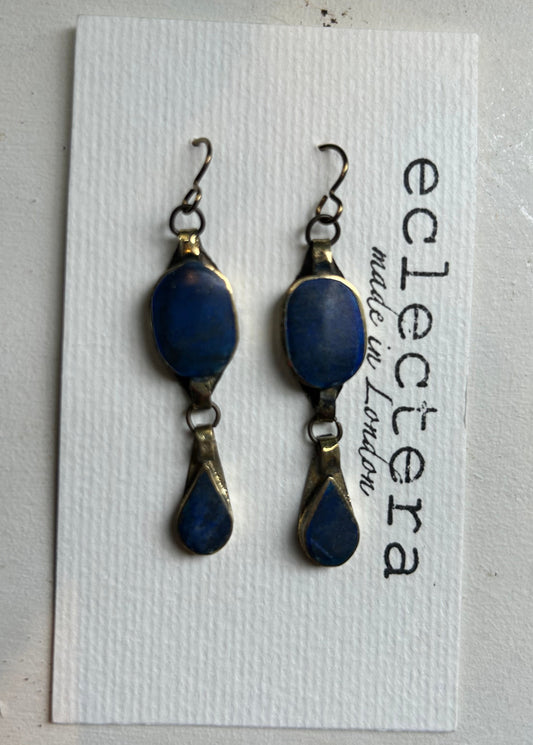 Afghan Earrings by eclectera - Multi dark blue beads