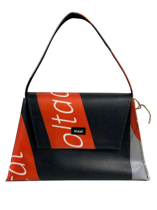 Kelly Upcycled Hand Bag Red/Black- by NUKAK