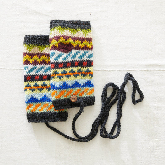 AURA QUE Eco Wristwarmer Fingerless Gloves Waste Wool