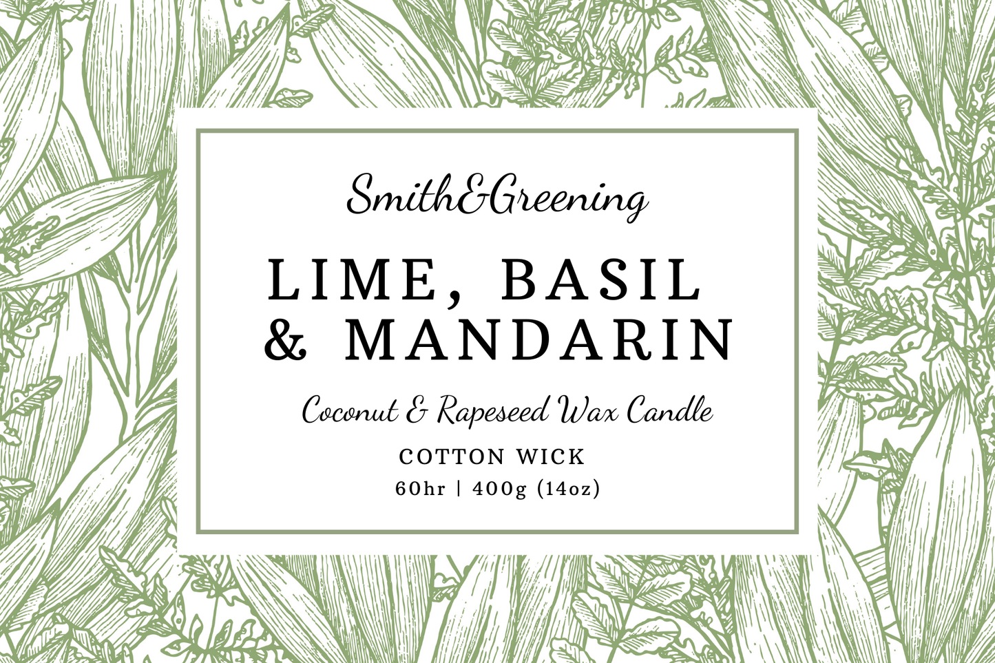 Lime, Basil & Mandarin Candle: Small - by Smith & Greening