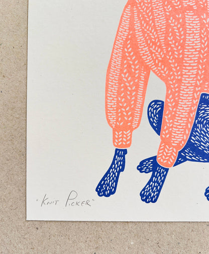 Knit Picker - A4 Size Print - by Strangford