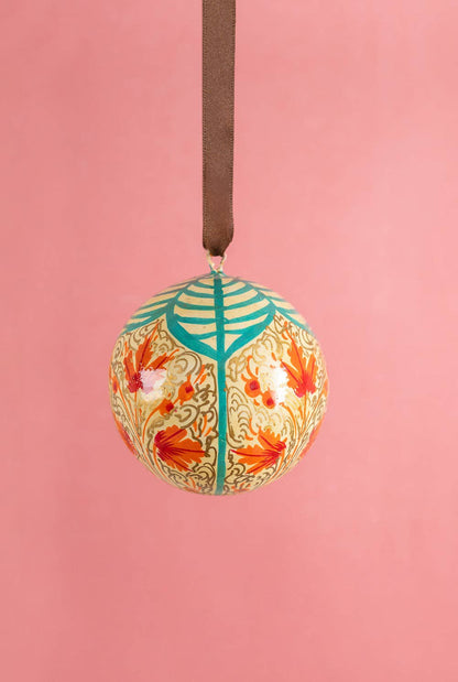 Daisy Snow - Cream & Teal Kashmiri Bauble