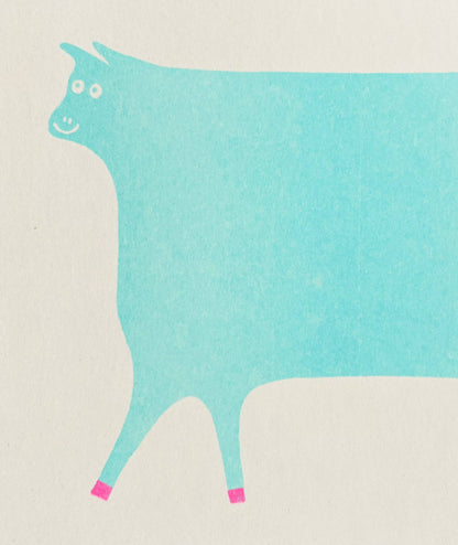Riso Greetings Card - Cow - by Strangford