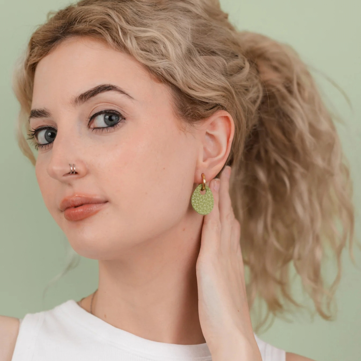 Huggie Hoops - Gold - Pale Pink by Luna Design