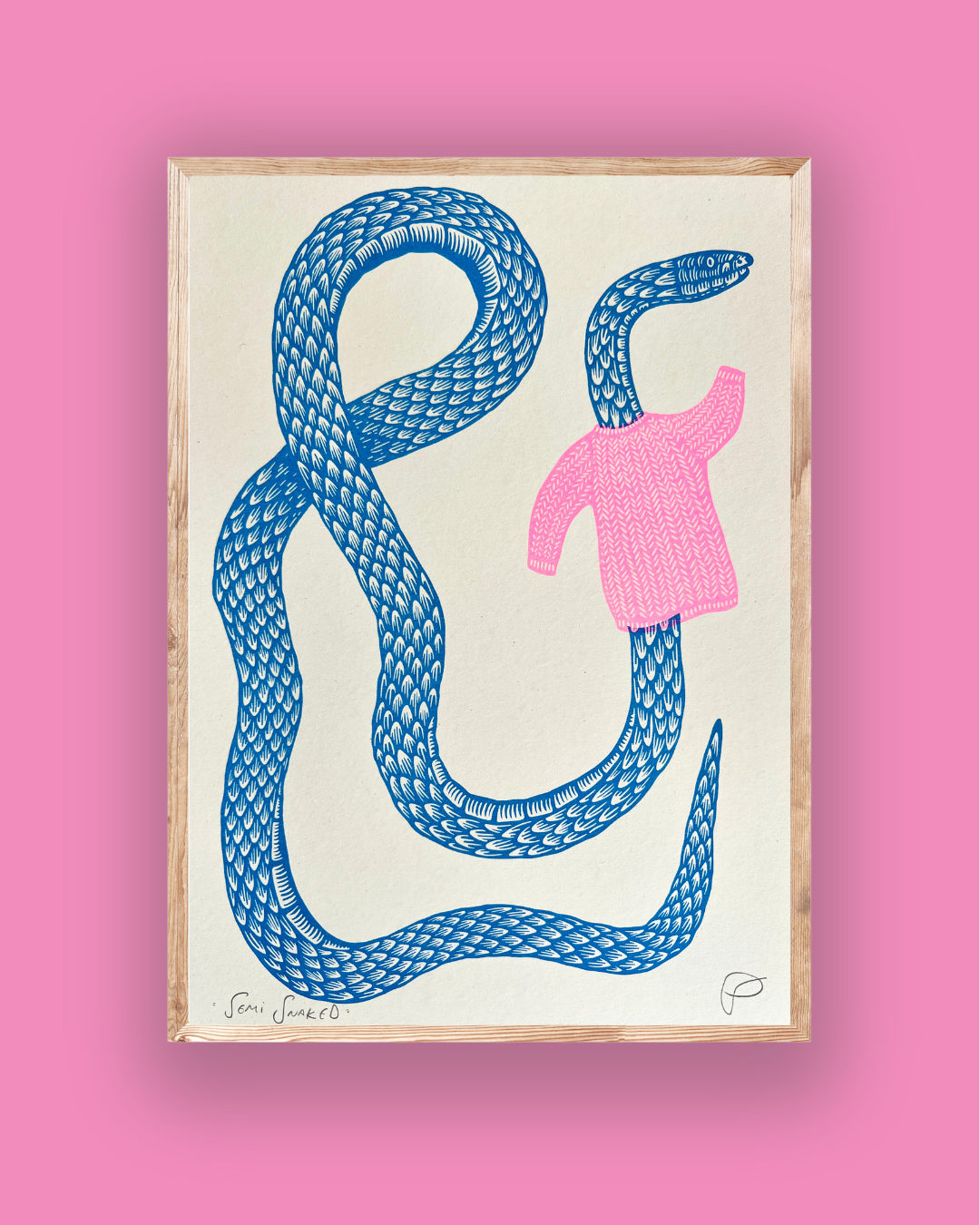 'Semi Snaked' A4 Riso Print - by Strangford