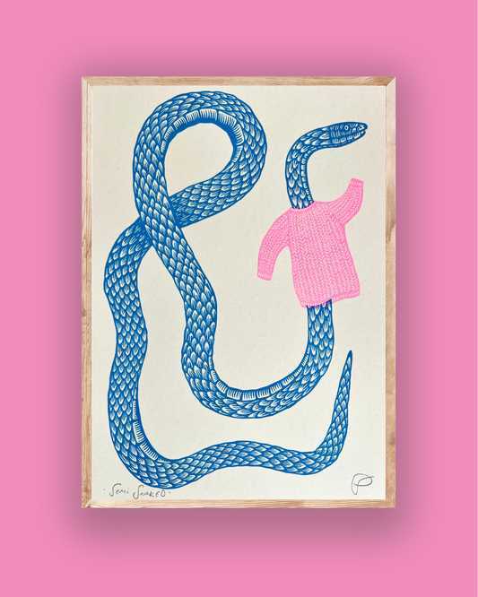 'Semi Snaked' A4 Riso Print - by Strangford